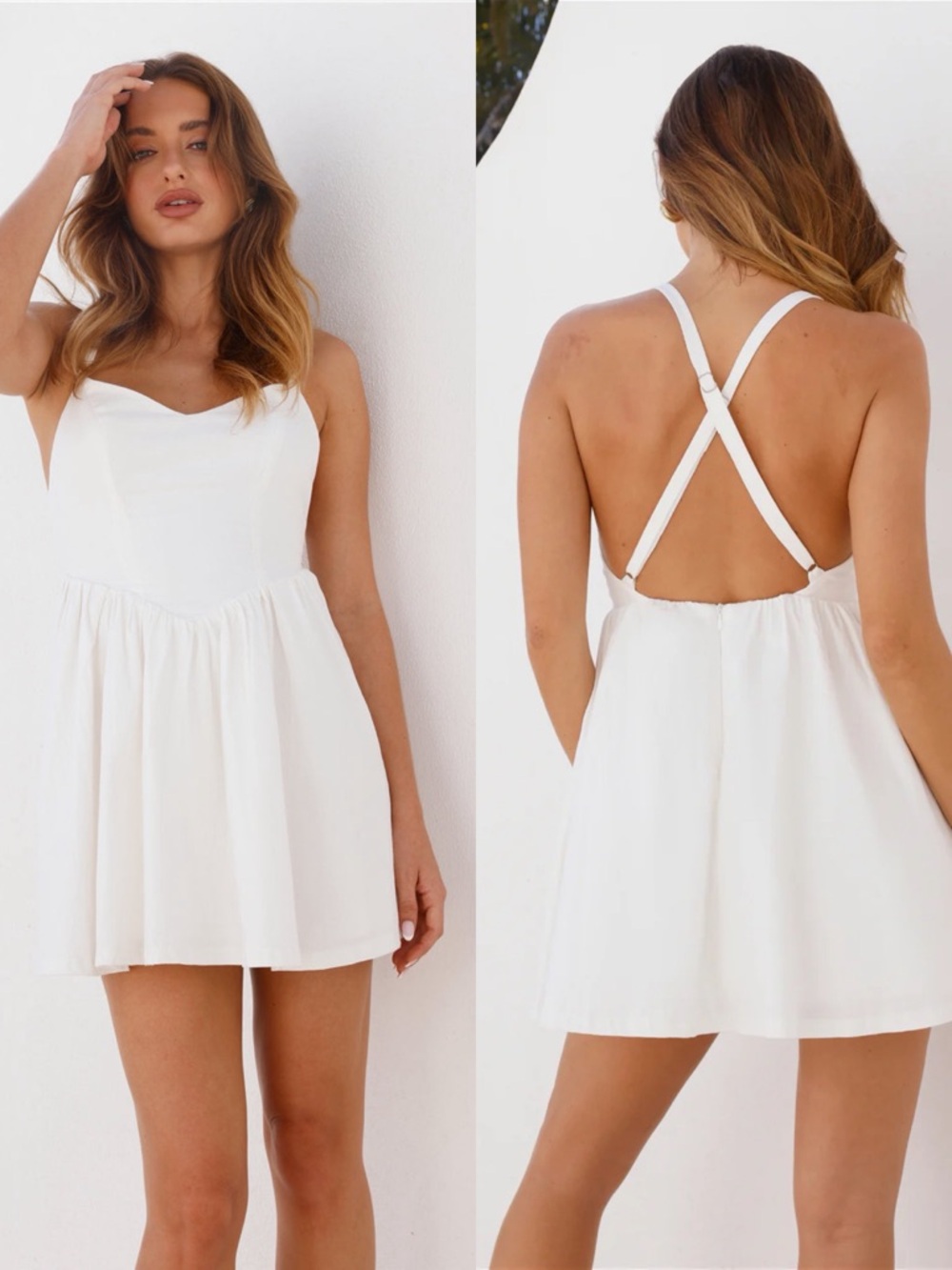 NWT Hello Molly Sunbeam Linen Mini Dress White Open Back XL